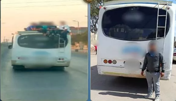 ركاب فوق السقف في قلب الطريق.. سقوط سائق الميني باص المثير للجدل بالشرقية