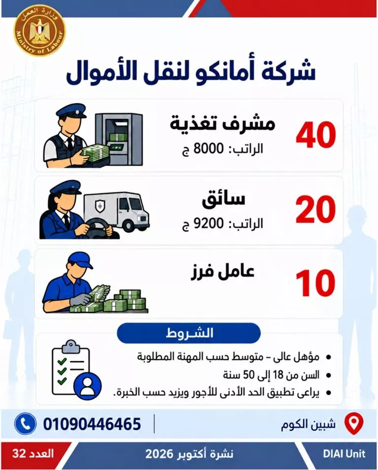 طرح 6349 فرصة عمل جديدة في 46 شركة بـ 11 محافظة، اعرف الوظائف المطلوبة