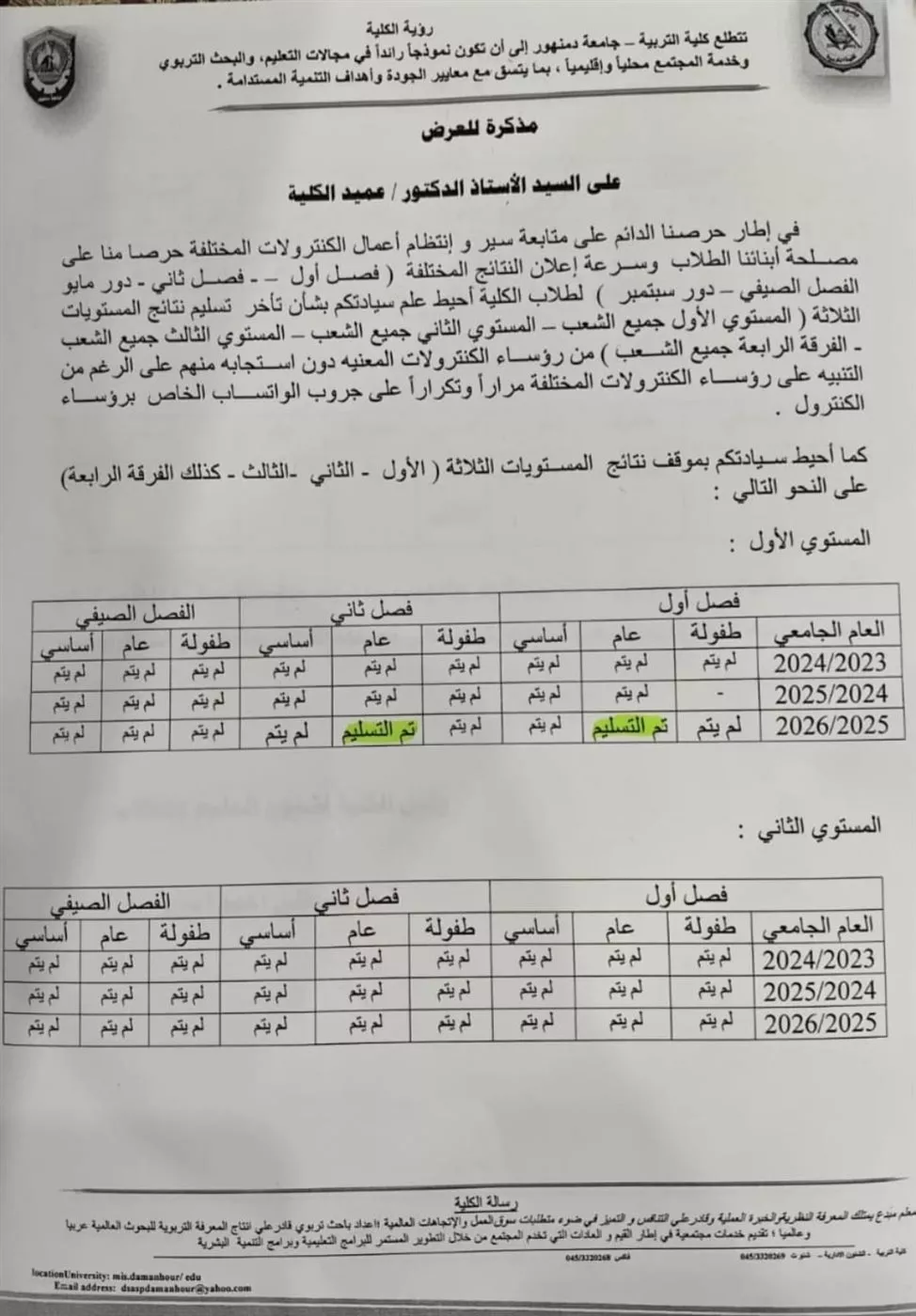 مستندات جديدة في أزمة نتائج طلاب تربية دمنهور.. ومطالب بالتحقيق في تعيين المعيدين